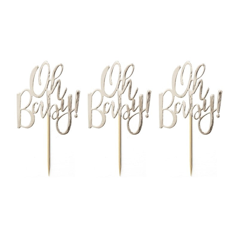 Cupcake Topper, Oh Baby, Gold