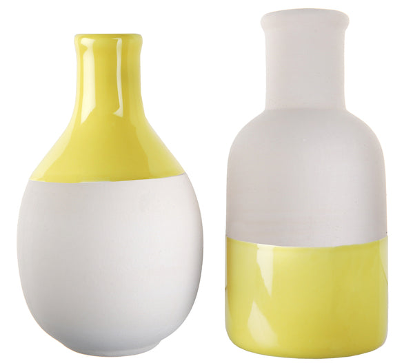 Vasen-Set, Blockstreifen, gelb, 2 Stk.