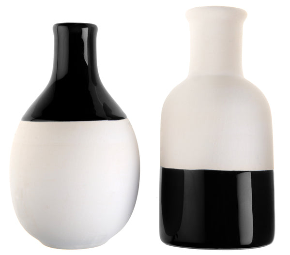 Vasen-Set, Blockstreifen, schwarz, 2 Stk.
