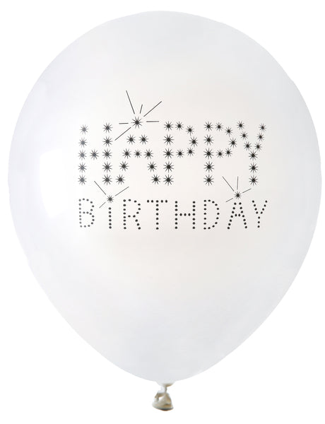 Ballon Happy Birthday, monochrom, 8 Stk.