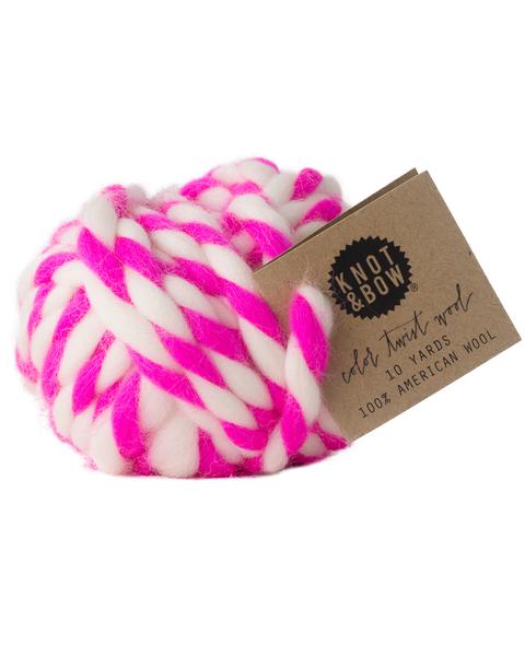 Geschenkband-Wolle, pink-weiss, 9 m
