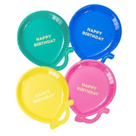 Teller Happy Birthday, bunt Ballonförmig