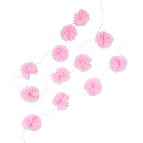 Pompoms, Tüll Girlande, rosa, 3 m