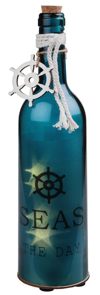 Dekoflasche, Seaside Blau, beleuchtet