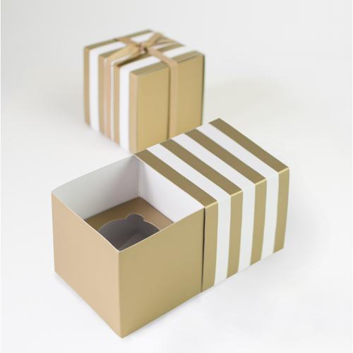 Cupcake Box Streifen Gold Crush, 6Stk