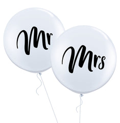 Riesenballon-Set, Mr. und Mrs., weiss, 90 cm