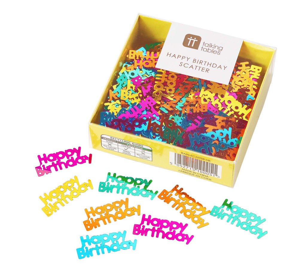 Konfetti, Happy Birthday Regenbogenfarbig, Karton bedruckt