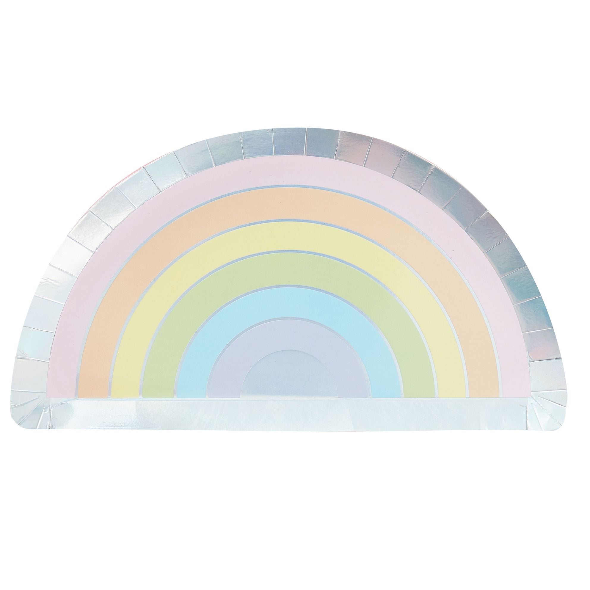 Teller Regenbogenform, pastel mit Silberrand, 8 Stk.