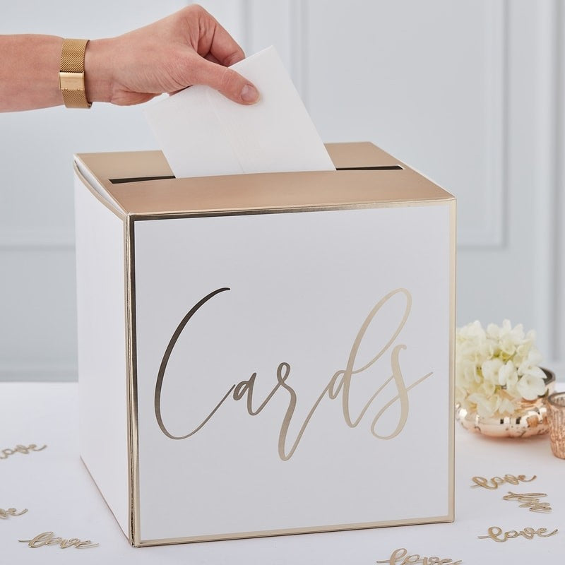 Kartenbox Weiss-Gold, Hochzeit, 1 Stk