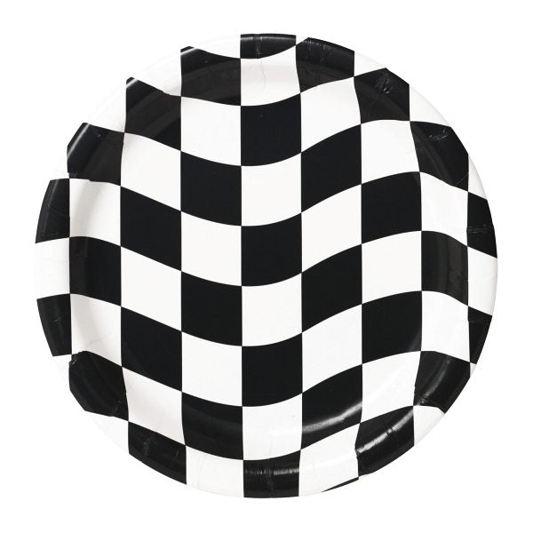 Teller Autorennen, Black & White Check, 8 Stk
