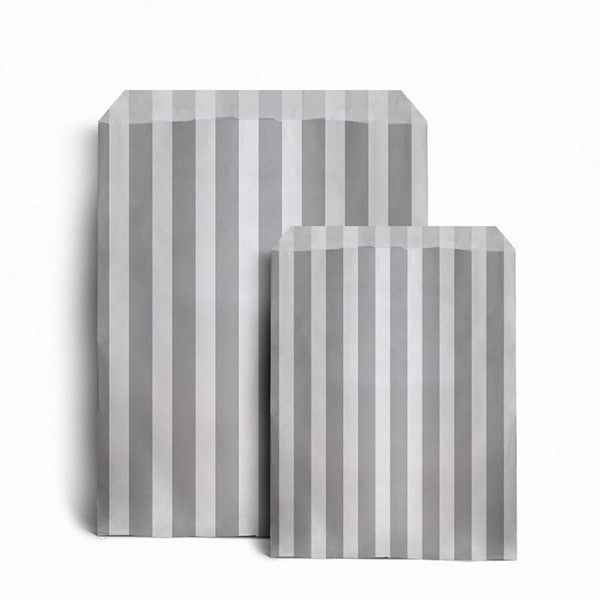 Papiertüten graue Längsstreifen, 13 x 18 cm, 25 Stk