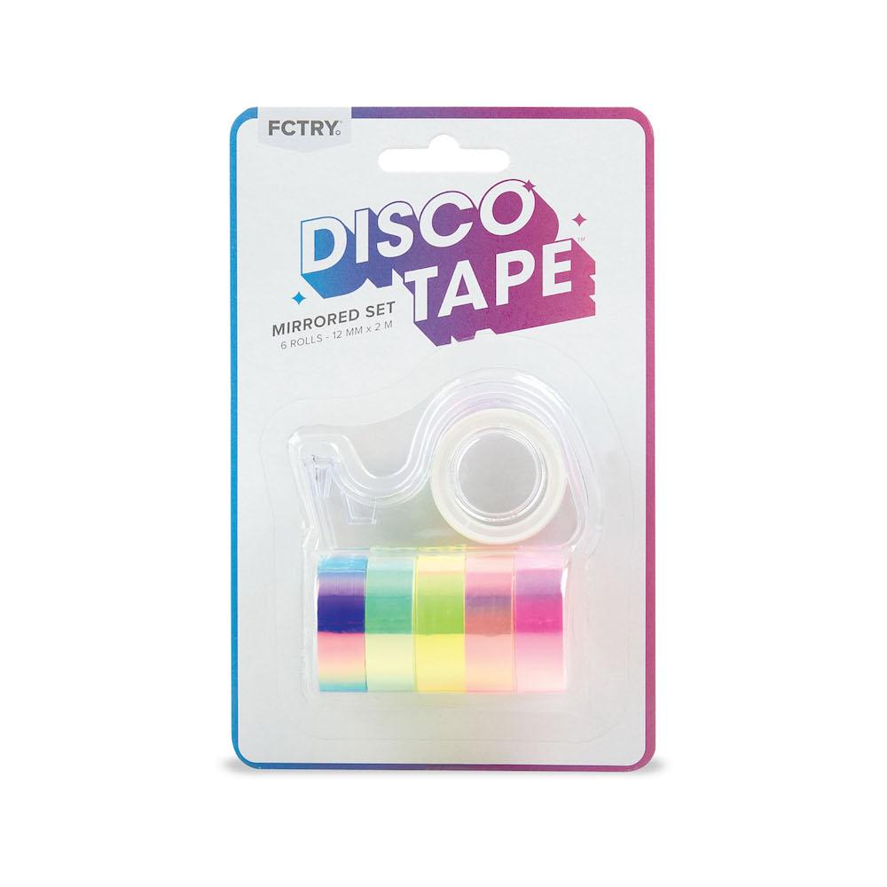 Disco Tape 6er Set, glänzender Farbmix inkl. Dispenser