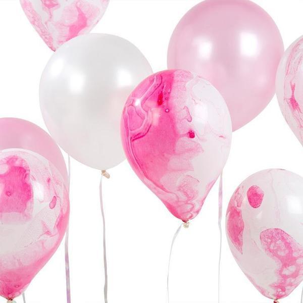 Ballon-Set Marmor, rosa, 12 Stk