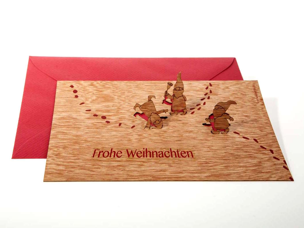 Weihnachtskarte mit Wichtelmännchen