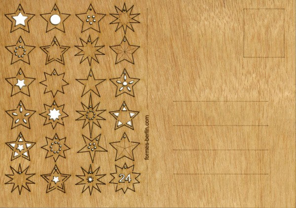 Holz-Postkarte 24 Sterne