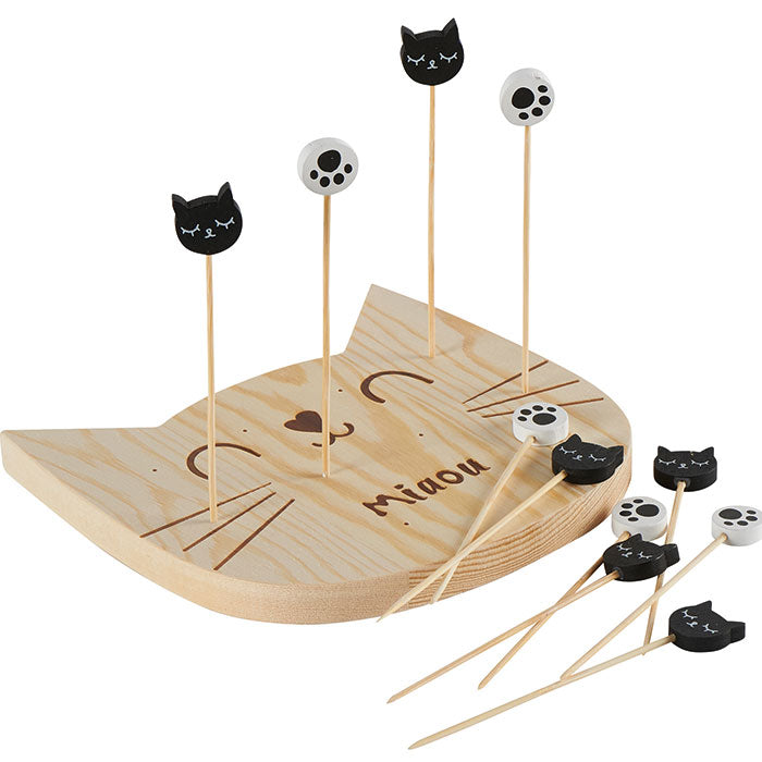 Apero Holz-Plättchen mit Sticks, Katzen