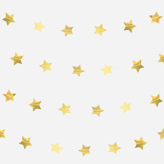 Girlande gold-glänzende Sterne, 5m