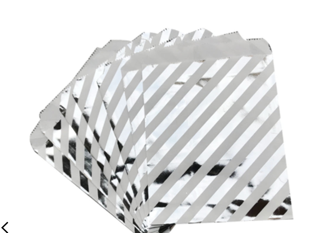 Papiertüten weiss mit Silberne diagonale Streifen