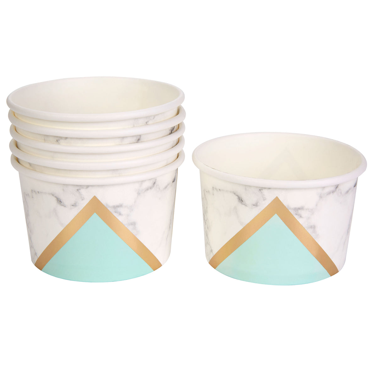 Snack &amp; Eiscreme Becher, Marmor Mint-Gold