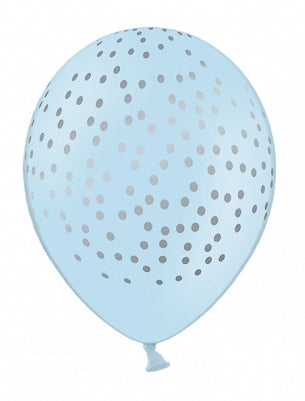 Ballon hellblau mit Silberpünktchen, 6 Stk.