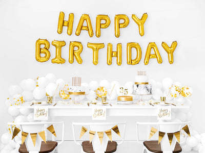 Servietten Happy Birthday Weiss-Gold