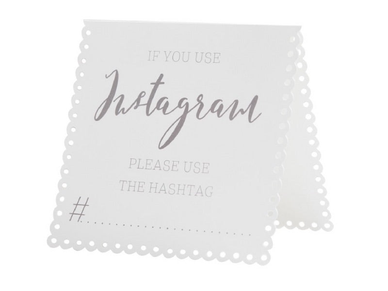 Tischkarte Instagram, Hashtag, weiss, 5 Stk