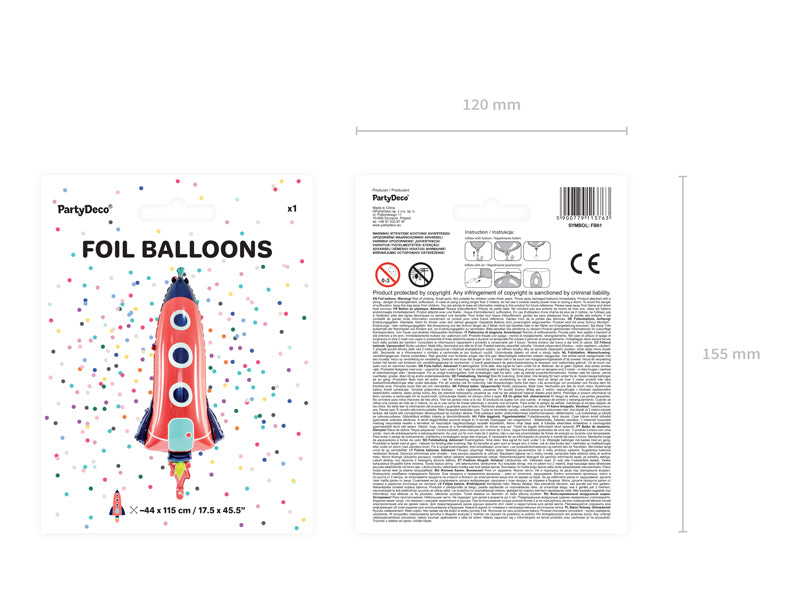 Folienballon Rakete, 115 cm