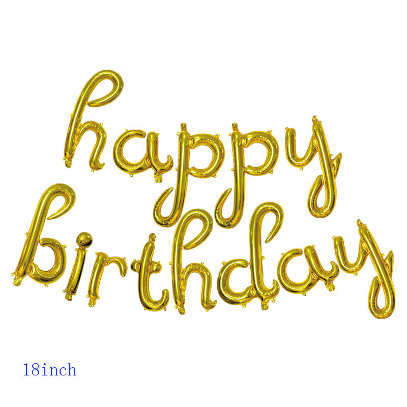 Folienballon Happy Birthday Schriftzug, gold, 45 cm