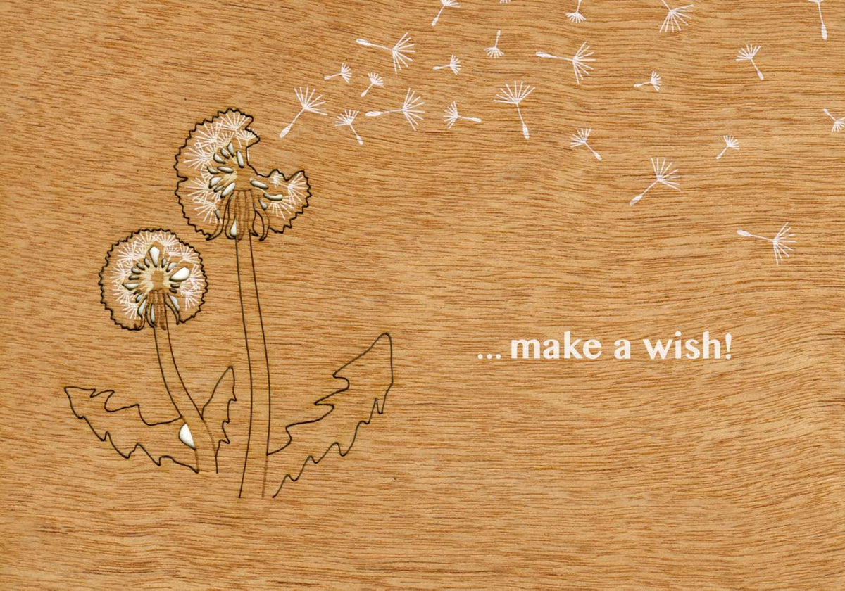 Holz-Grusskarte mit Kuvert &quot;Make a Wish&quot;