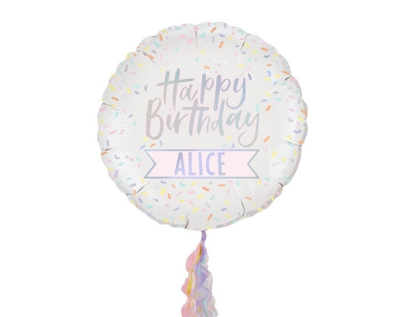Folienballon Happy Birthday, pastell, individualisierbar mit Stickern, 60 cm
