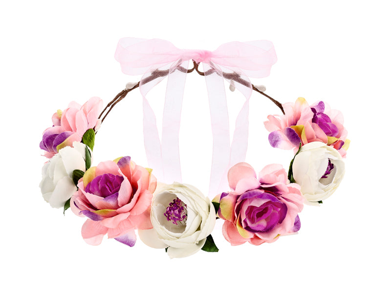 Blumen-Haarband, pink-weiss 1 Stk