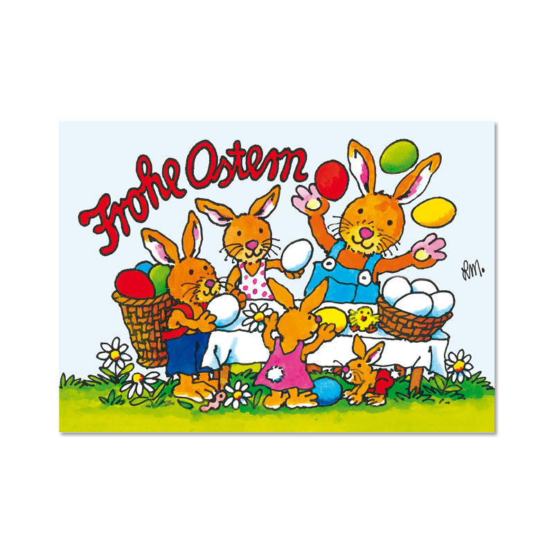 Fensterbild-Postkarte Hasen "Frohe Ostern"