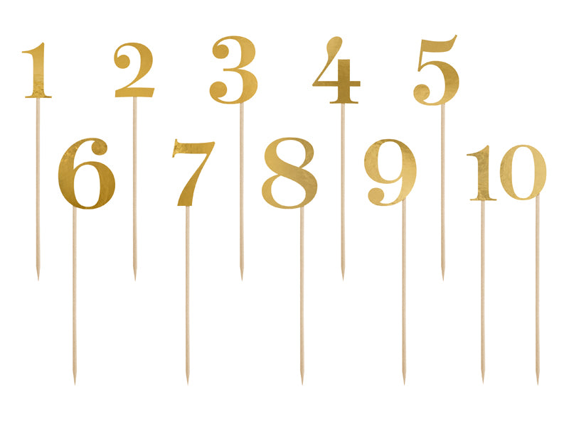 Tischnummer 1 bis 10, gold-metallic