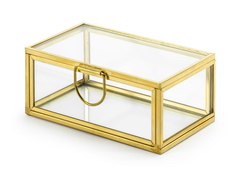 Goldene Ring Box aus Glas