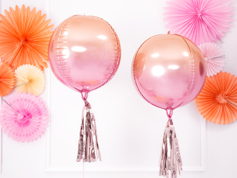 Folienballon Ball, ombre pink-orange