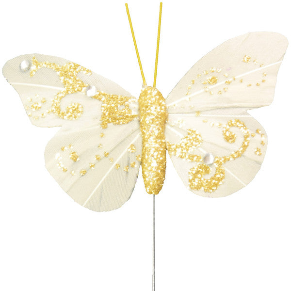 Deko-Schmetterling zum Anstecken, gold, 6 Stück