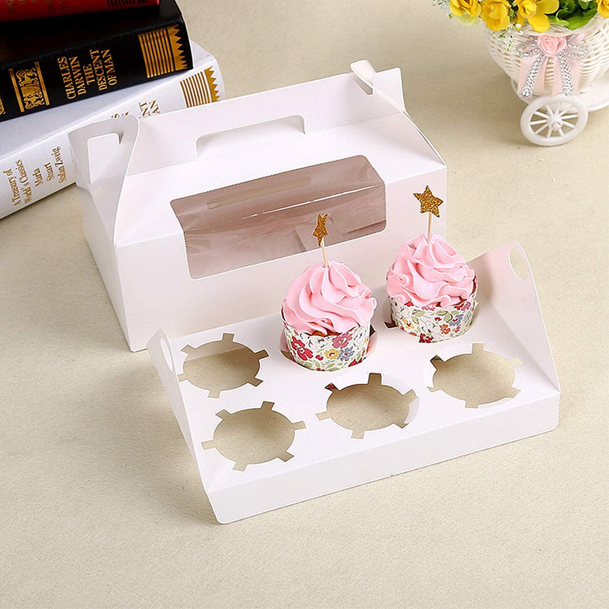 Cupcake Box, weiss , 6 Cupcakes