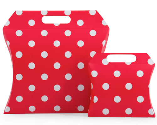 Kissenbox, Geschenk-Schachtel, Rot gepunktet, 1 Stk, 2 Grössen