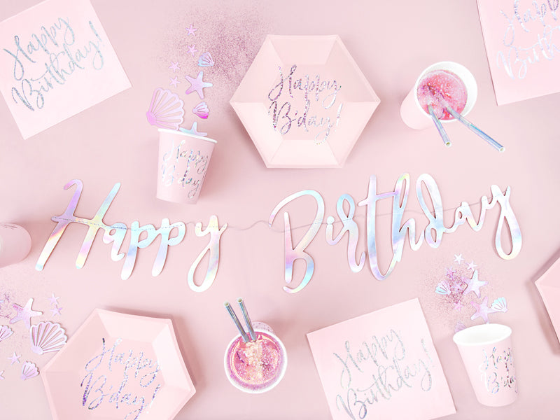 Becher Happy Birthday,  Pastell-rosa