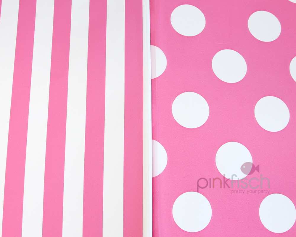 PVC Tischdecke, pink, gepunktet oder gestreift