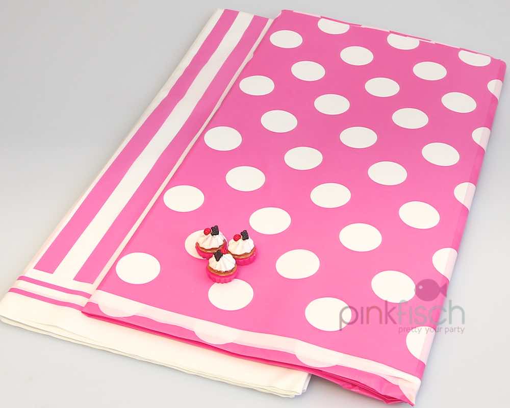 PVC Tischdecke, pink, gepunktet oder gestreift