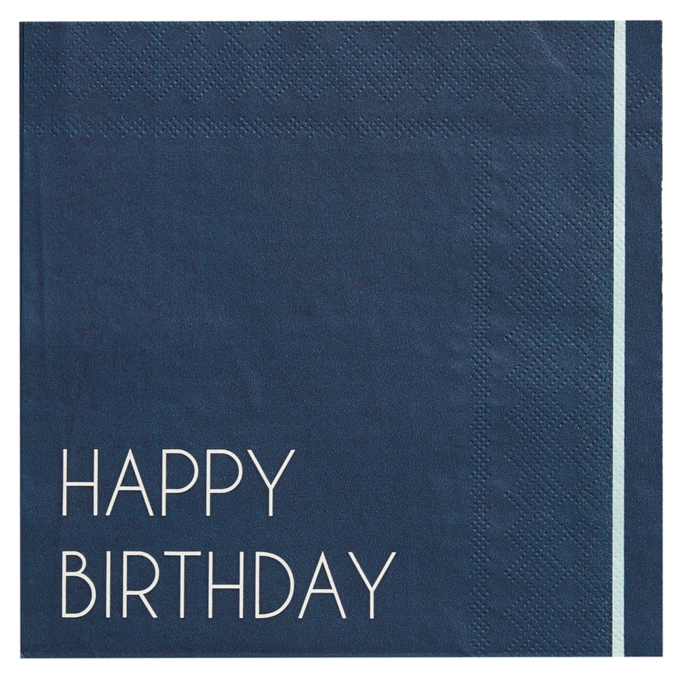 Servietten Happy Birthday Navy blau