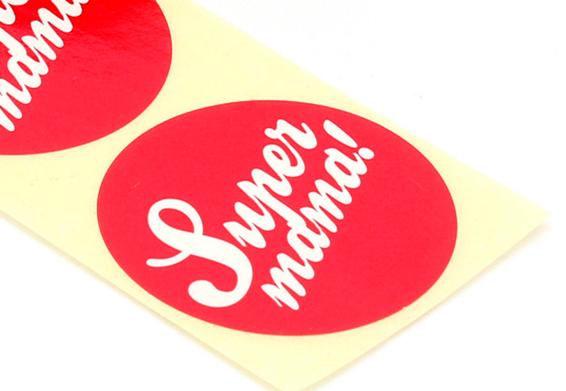 Sticker, Super Mama, rot oder pink, 40mm, 32 Stk