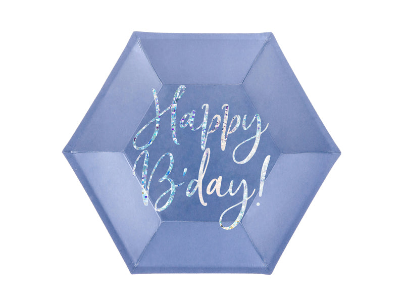 Teller Happy Birthday Blau, irisierend