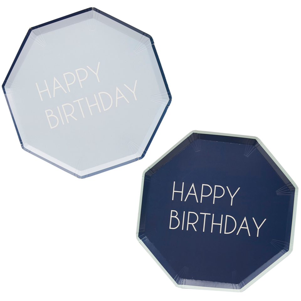 Teller Happy Birthday Navy blau