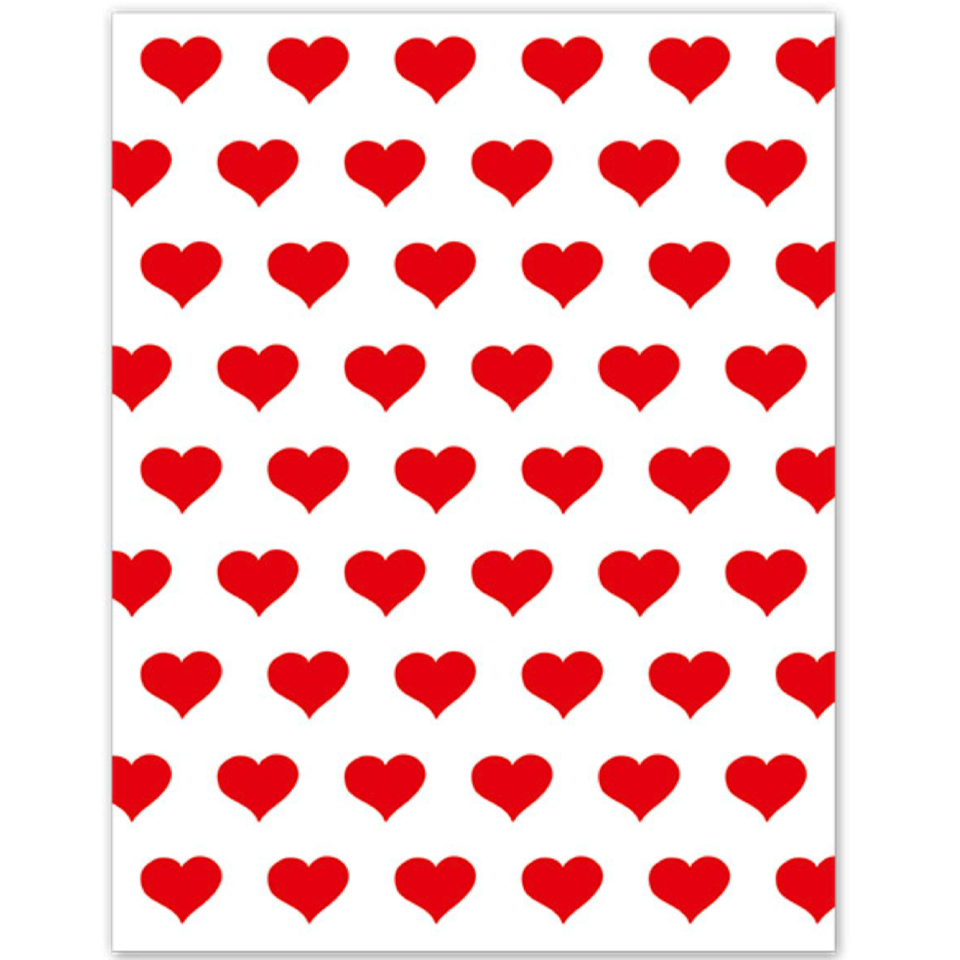 Geschenkpapier Herzen rot, 49x69cm, 2 Bögen